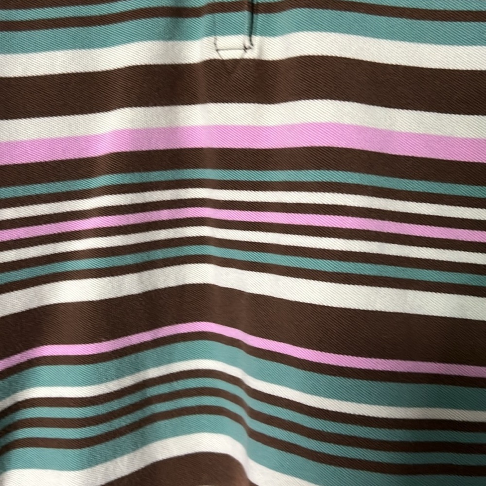 Eddie Bauer Aqua, Brown, Pink & Cream Striped Short Sleeve Polo - size Small - Picture 14 of 14